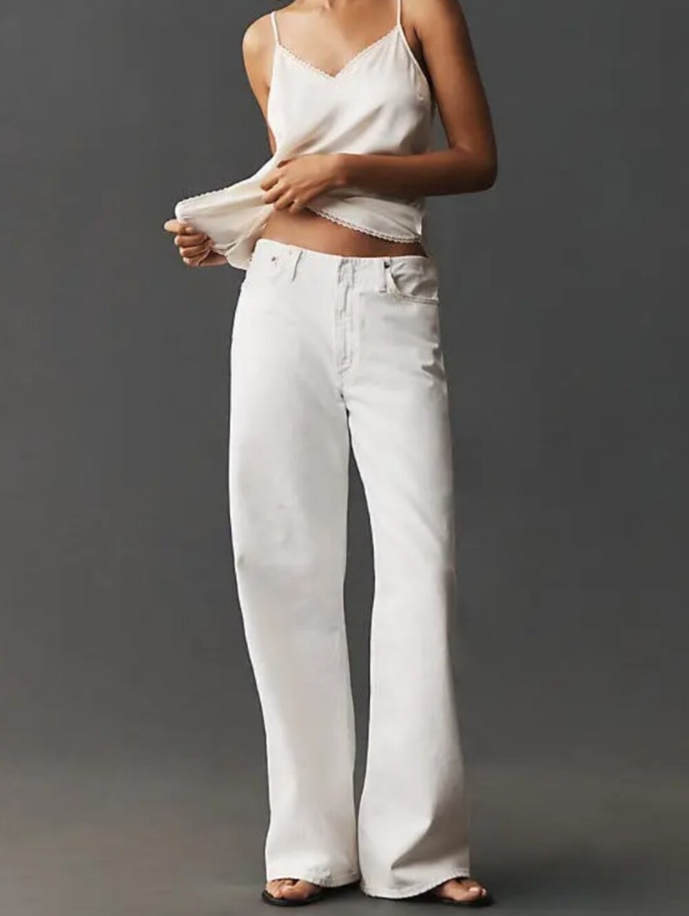 Agolde Lex Jeans White Low Slung Wide Leg Size 26